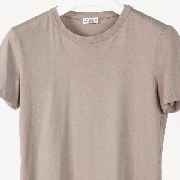 Brunello Cucinelli SS/16 Taupe Cotton Jersey Monili-Bead T-Shirt - Picture 4 of 10